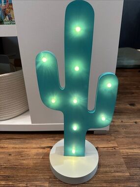 Turquoise Cactus LED Night Light - Decorative Home Party Accent